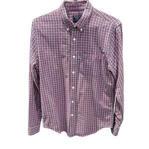 Abercrombie & Fitch men's button down dress shirt Size L red, white & blue plaid
